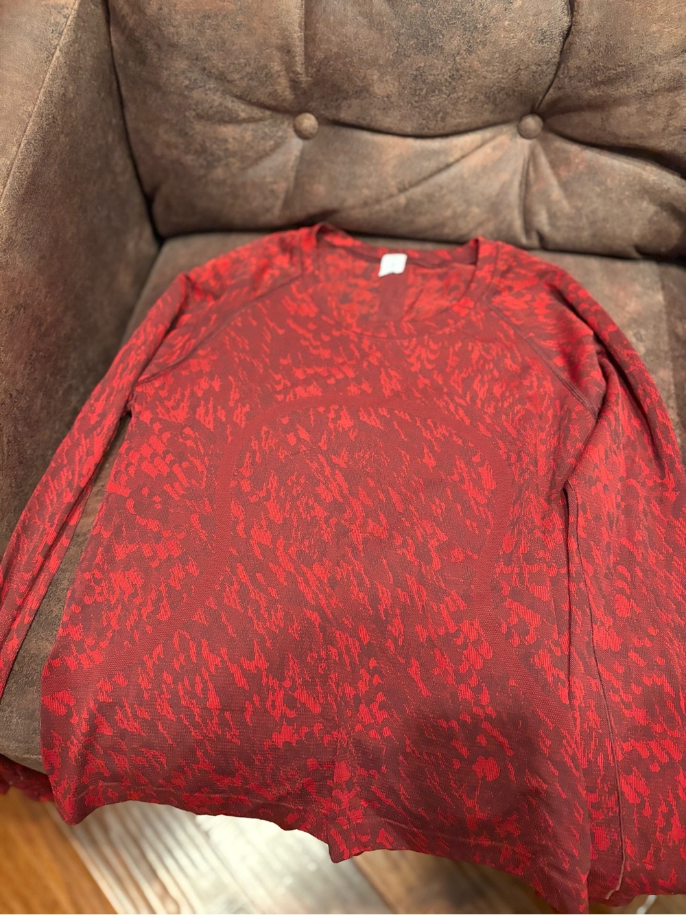 lululemon athletica Red Patterned Long Sleeve Tee